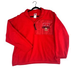 VTG Warner Bros. Looney Tunes Tweety Bird Fleece Pullover Red Unisex L Y2K Retro